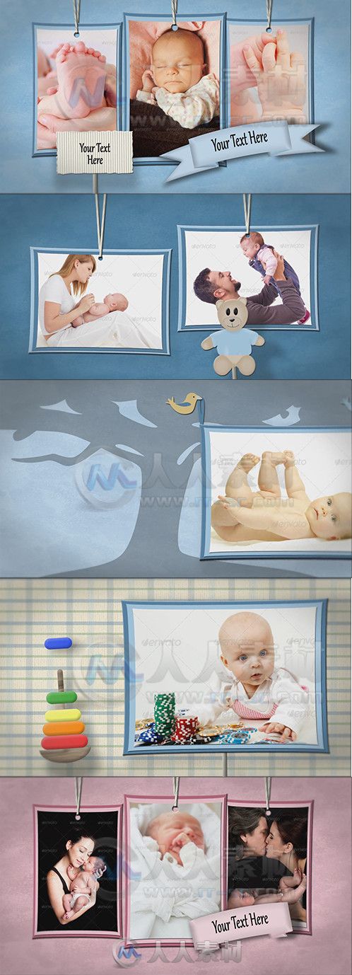 可爱婴儿相册动画AE模板 Videohive Baby Shadowbox Show 7758924 Project for Afte...