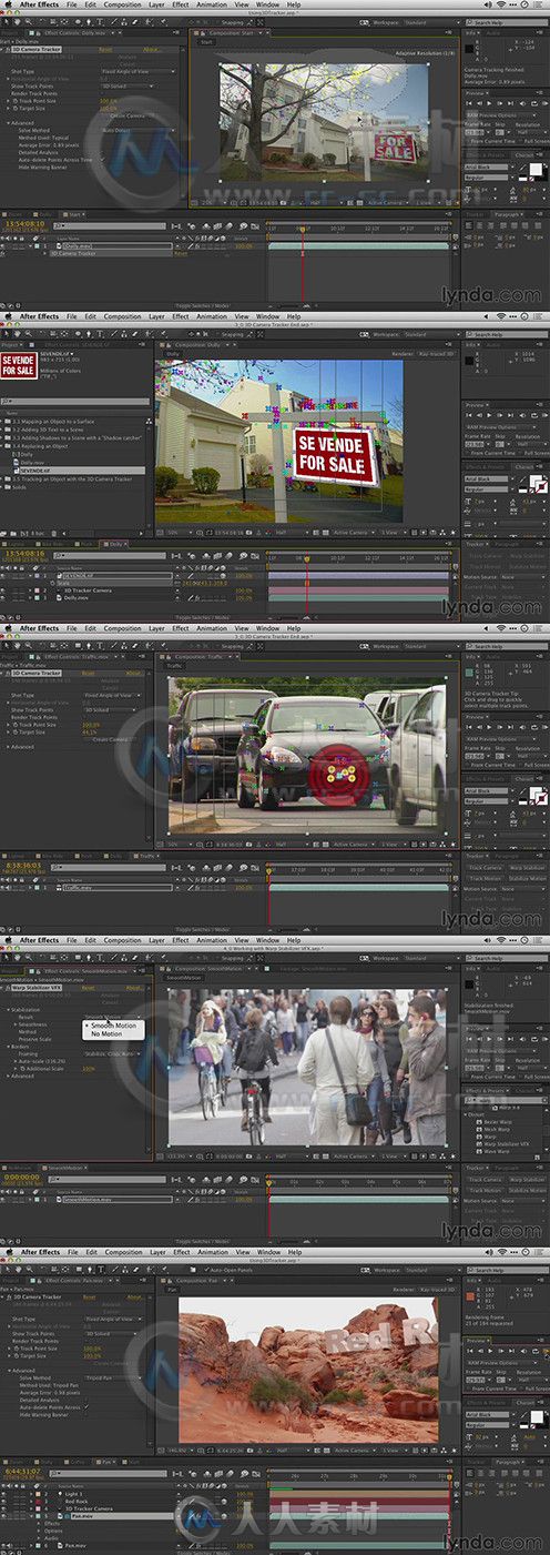 AE稳定摄像机跟踪技巧视频教程 Lynda After Effects Guru Tracking and Stabilizin...