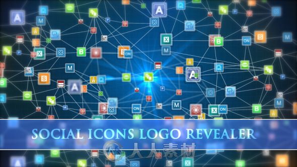 图标裂变Logo演绎动画AE模板 Videohive Social Icons Logo Revealer 7974105 Proje...