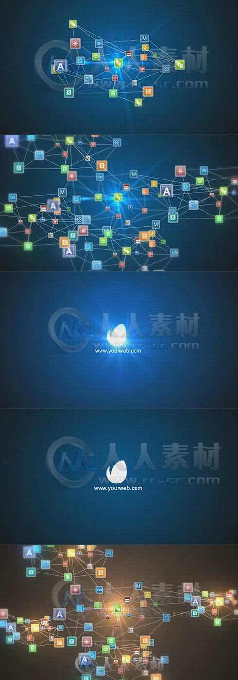 图标裂变Logo演绎动画AE模板 Videohive Social Icons Logo Revealer 7974105 Proje...