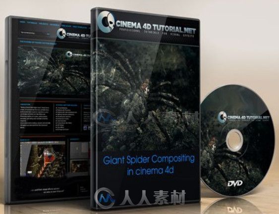 C4D巨型蜘蛛特效制作视频教程 Cinema 4D Tutorial.Net Giant Spider Compositing i...