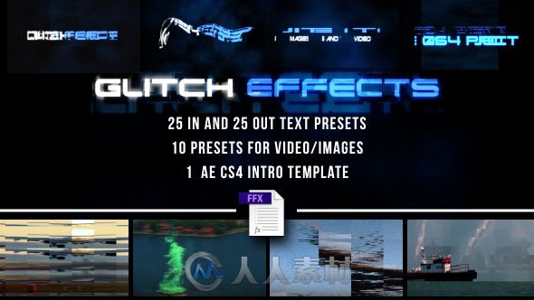 数码故障科幻动画预设AE模板 Videohive Glitch Presets for Text and Video 760593...