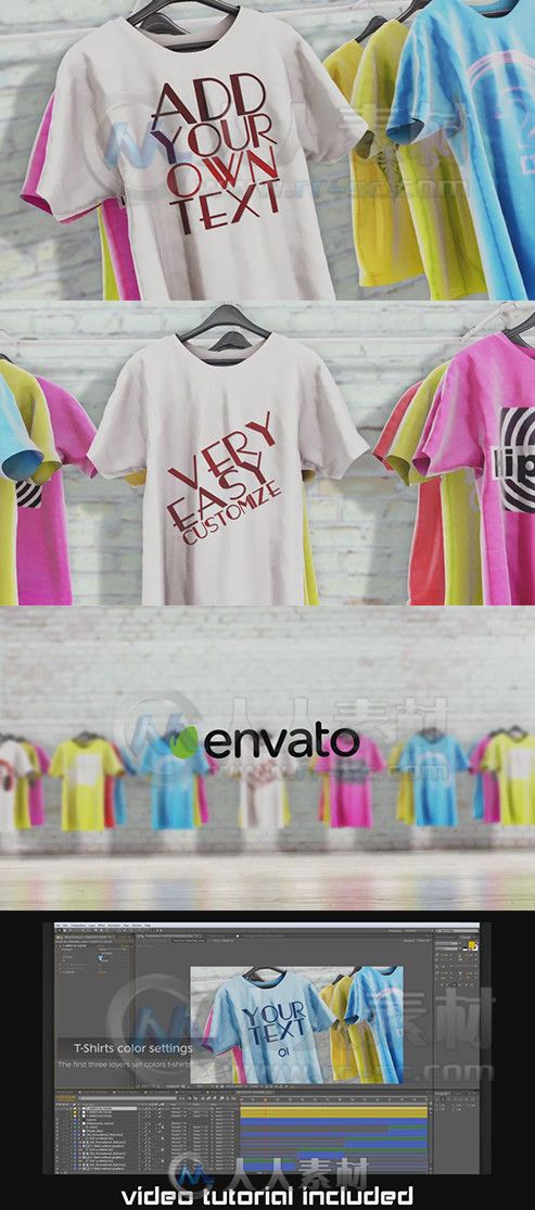 T恤衫展示动画AE模板 Videohive T-Shirts Promo 7342150 Project for After Effects