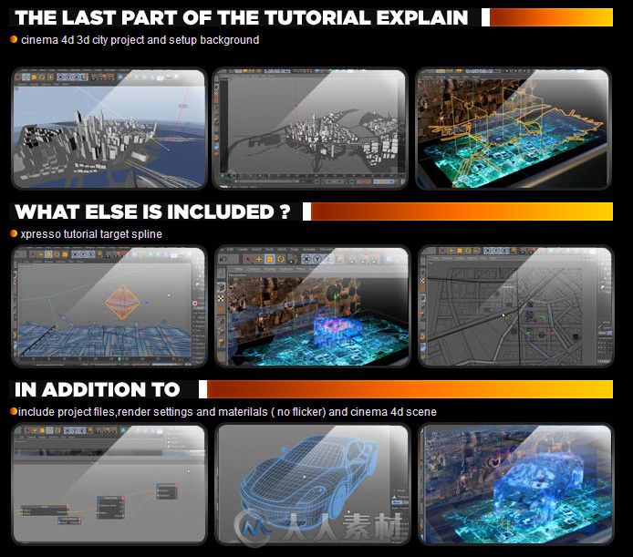 C4D城市全息特效制作视频教程 Cinema 4D Tutorial.Net Hologram City Tutorial