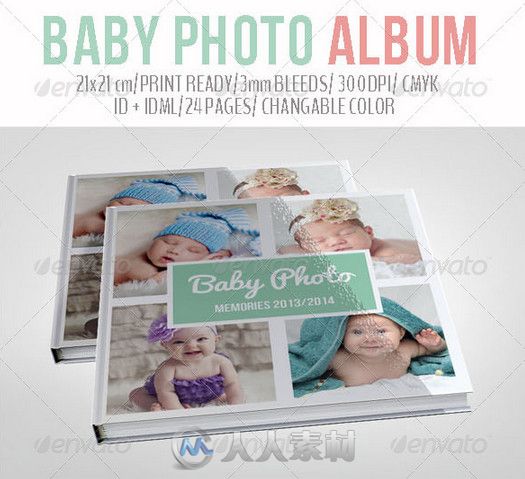 漂亮宝贝仿真相册INDD模板 Graphicriver Baby Photo Album 6964950