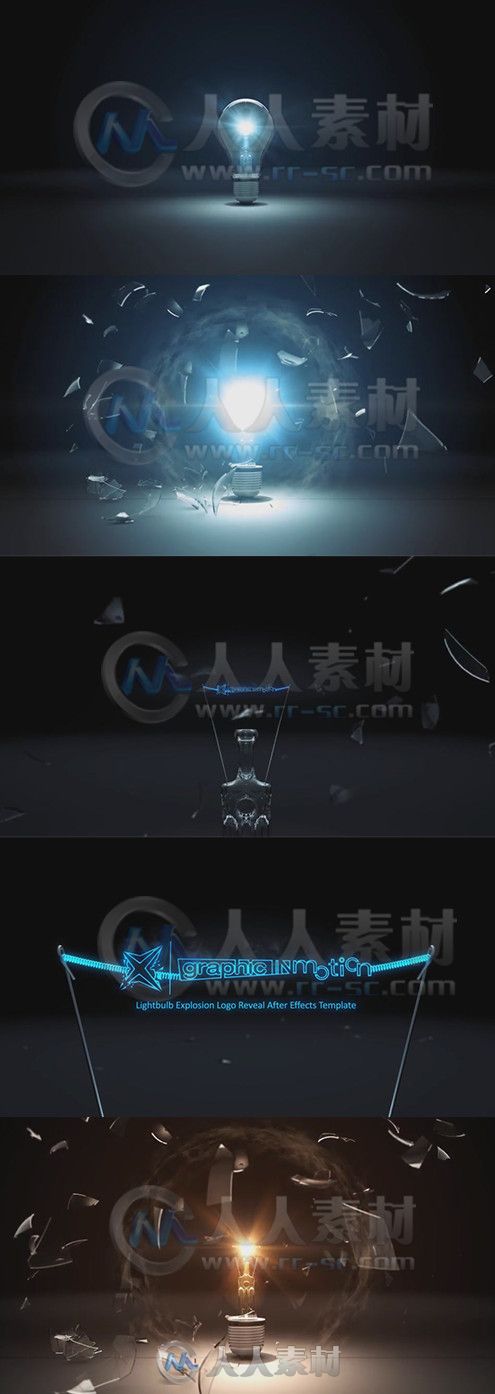 灯泡爆炸Logo演绎动画AE模板 Videohive Light Bulb Explosion Logo Reveal 8729240...