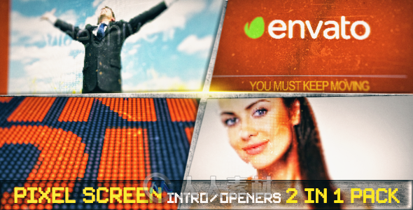 LED屏显展示动画AE模板 Videohive Pixel Screen Grunge Opener 9134286