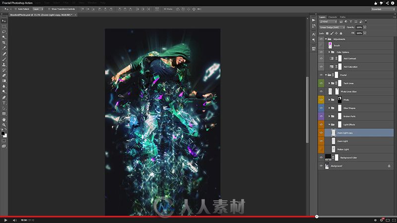 超炫破碎粒子光影特效动作Graphicriver-Fractal-Photoshop-Action-9191362