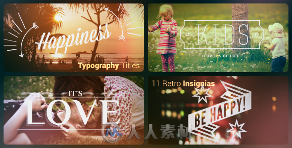 11组复古排版Logo演绎动画AE模板 Videohive Typography titles11 Retro Insignias ...