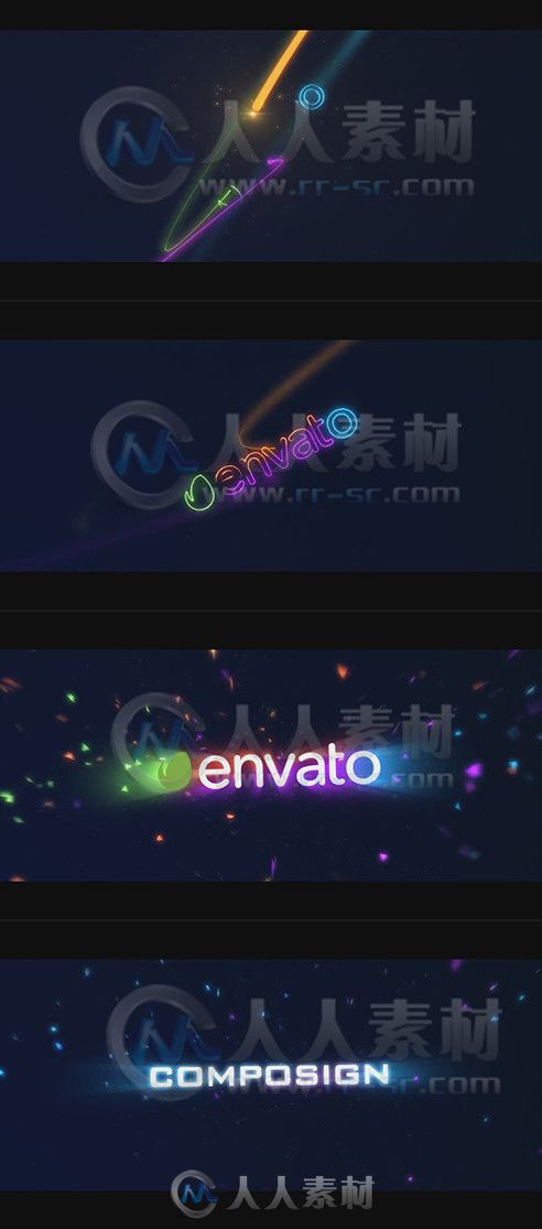 彩色光线轨迹Logo演绎动画AE模板 Videohive Light Trails Logo 9239372