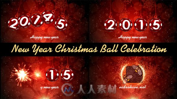 新年庆祝圣诞球动画AE模板 Videohive New Year Christmas Ball Celebration 9282408