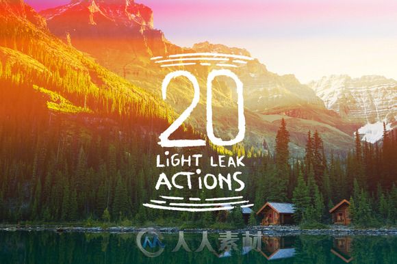 唯美漏光特效PS动作creativemarket-20 Light-Leak- Actions 103880