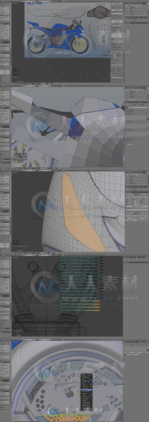 Blender摩托车建模制作视频教程 CGCookie Modeling a Motorcycle in Blender