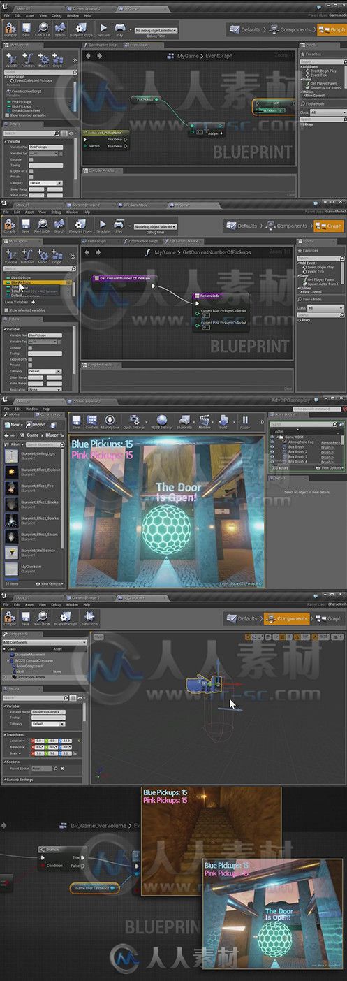 Unreal Engine中Blueprint游戏系统技巧视频教程 Digital-Tutors Creating Gameplay...