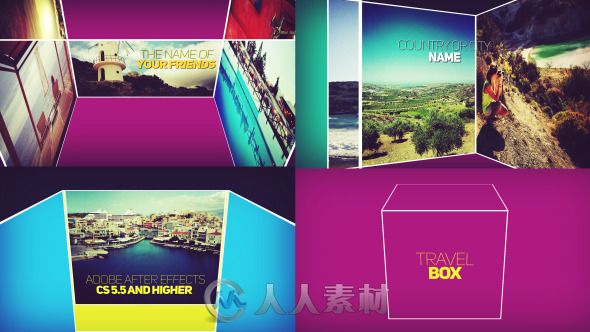 旅行方盒包装动画AE模板 Videohive Movie Opener Travel Box 8064260