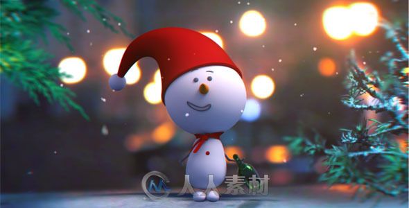 雪人假日宣传动画AE模板 VideoHive Snowman Intro 9663947