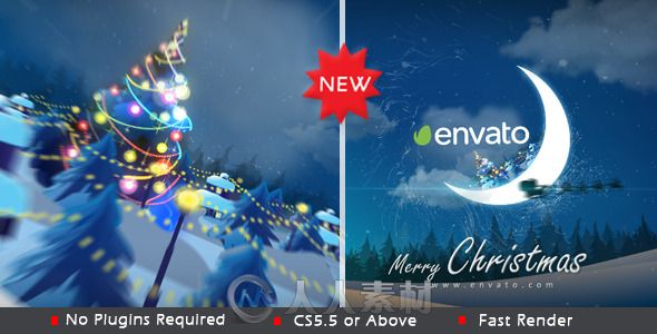 圣诞之月宣传动画AE模板 VideoHive Christmas in Moon 9707171