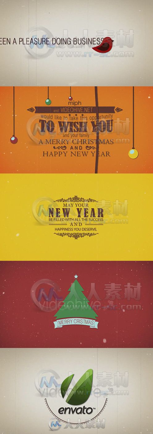 圣诞新年祝福动画AE模板 Videohive Christmas Typography 3585478