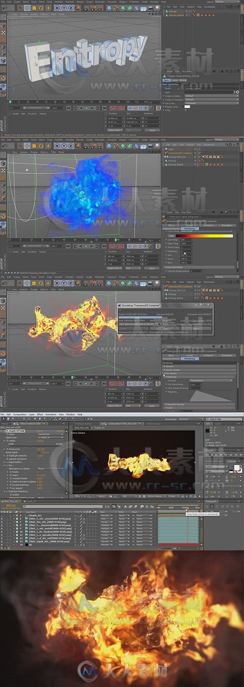 C4D与TurbulenceFD火焰Logo演绎特效动画制作视频教程 Digital-Tutors Creating a D...