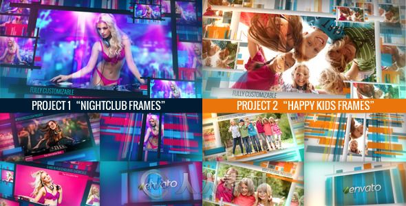 多彩动感相册动画AE模板 Videohive Chameleon Frames Photo Galleries 5100553