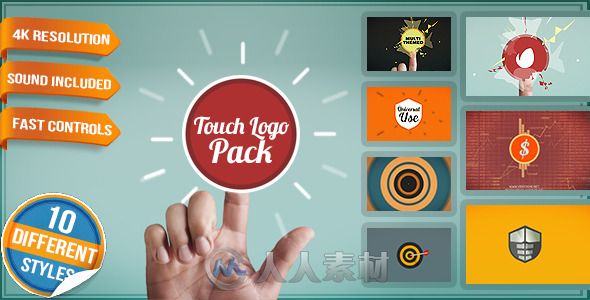 触摸媒体Logo演绎动画AE模板 Videohive Touch Logo Pack Flat Interactive Media R...