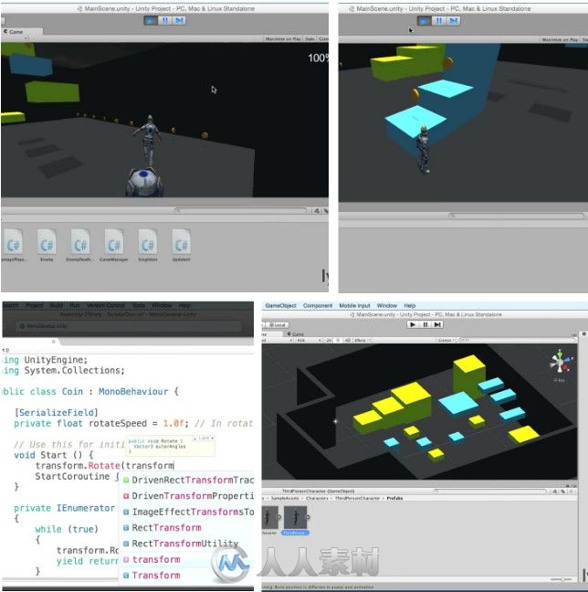 Unity中C#脚本制作训练视频教程 Scripting Unity with C#