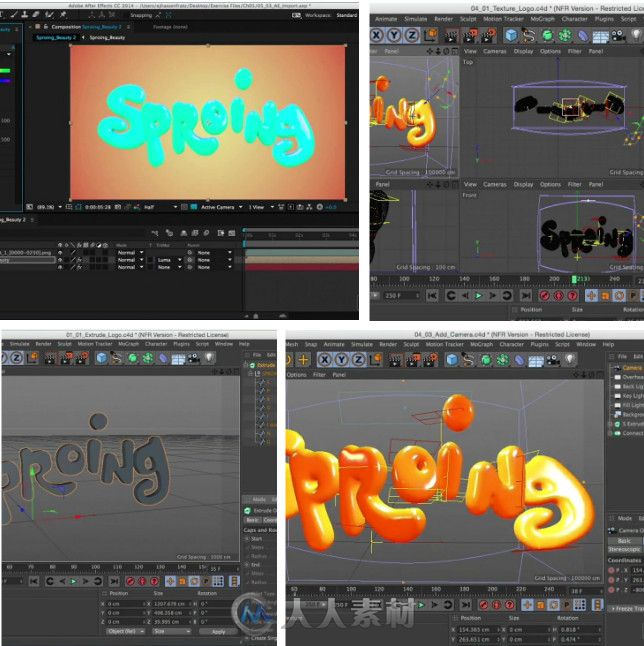 C4D卡通标识Logo演绎动画制作视频教程 Mograph Techniques Creating a Bouncy Cart...