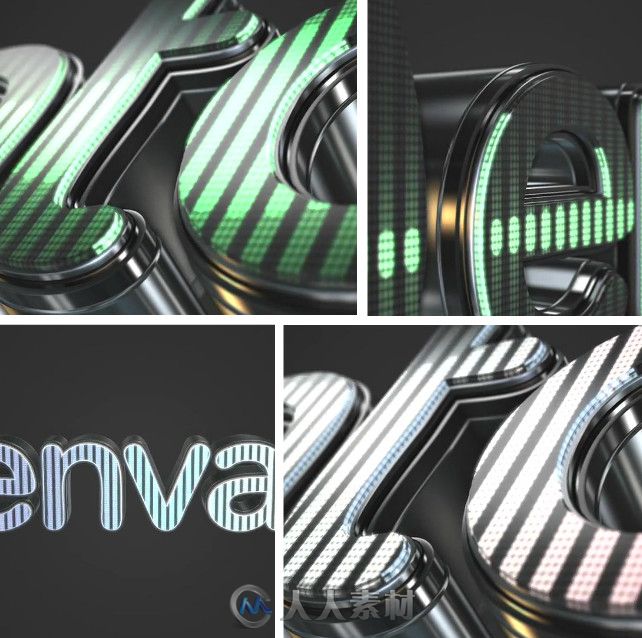 音乐律动Logo演绎动画AE模板 Videohive 3D LED Logo Equalizer 8686926