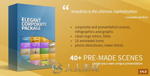 优雅风格企业公司宣传动画AE模板 Videohive Elegant Corporate Package 7377100