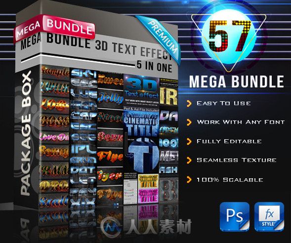 超级3D风格字体特效PSD模板合辑 Graphicriver Mega Bundle 3D Text Effect 11284799