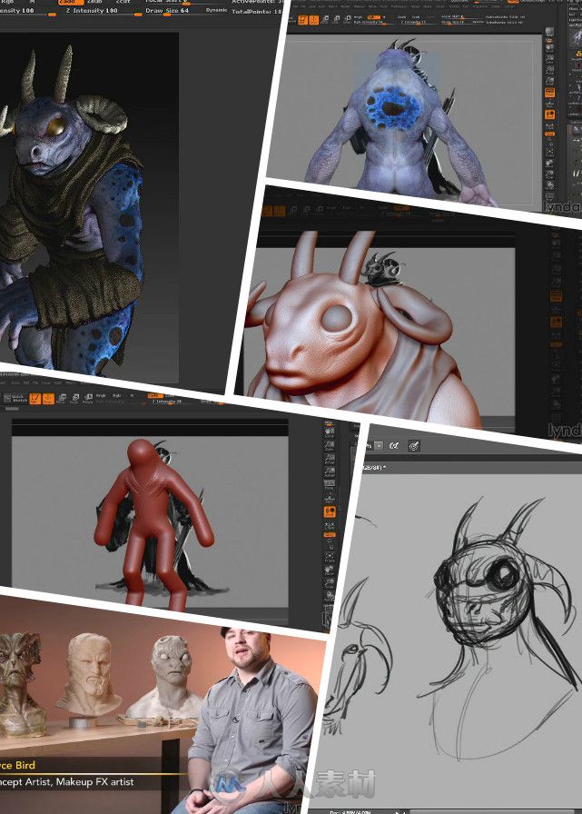 ZBrush与PS超凡概念生物制作训练视频教程 Sculpting a Creature with ZBrush and P...