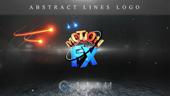 激烈粒子撞击Logo演绎动画AE模板 Videohive Abstract Lines Logo 11224044