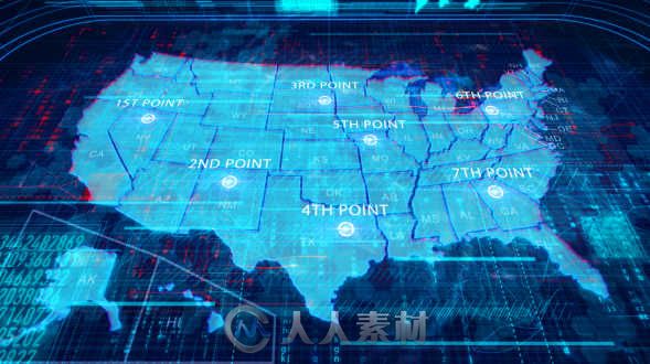 美国地图展示动画AE模板 Videohive USA Map 11939646