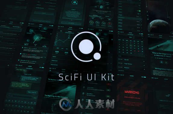 科幻主题UI工具包PSD模板 Creativemarket Orbit SciFi UI Kit 163951