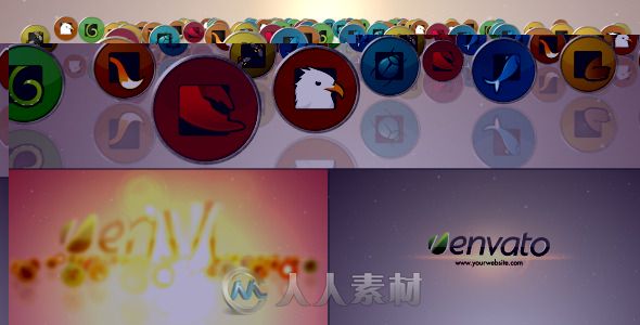 纽扣媒体图标聚合动画AE模板 Videohive Media Icons Logo 6748136