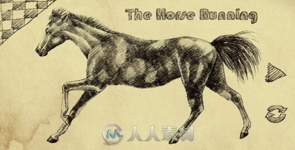 素描风格奔腾野马视频素材 Videohive The Horse Running 1825944 Motion Graphics