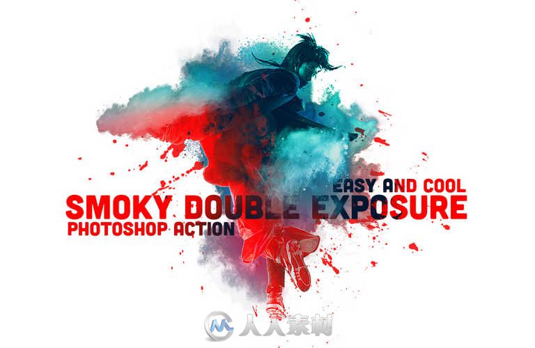 炫彩朦胧人像艺术特效PS动作 Creativemarket Smoky Double Exposure 405056