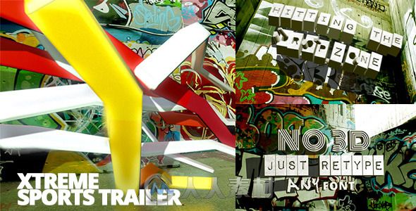 极限运动涂鸦动画AE模板 Videohive Xtreme Sports Graffiti Trailer 8325950