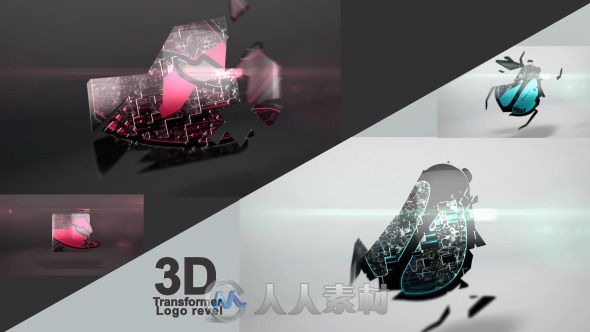 三维组合Logo演绎动画AE模板 Videohive 3D Transformer Logo 3429653