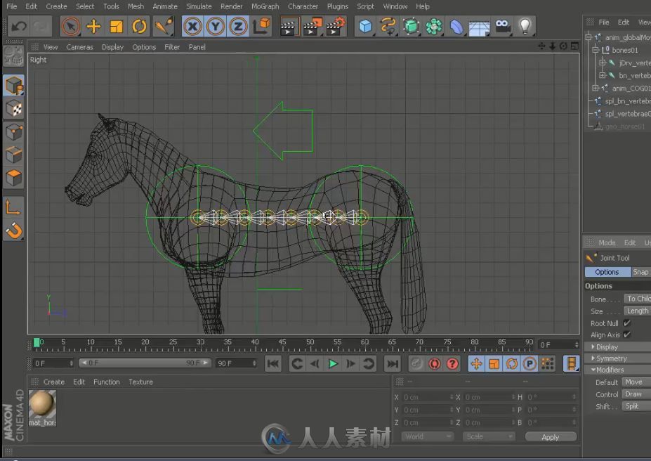 C4D马骨骼绑定加动画视频教程