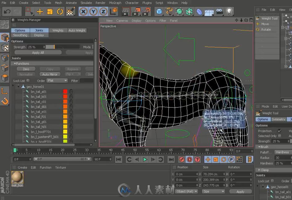 C4D马骨骼绑定加动画视频教程