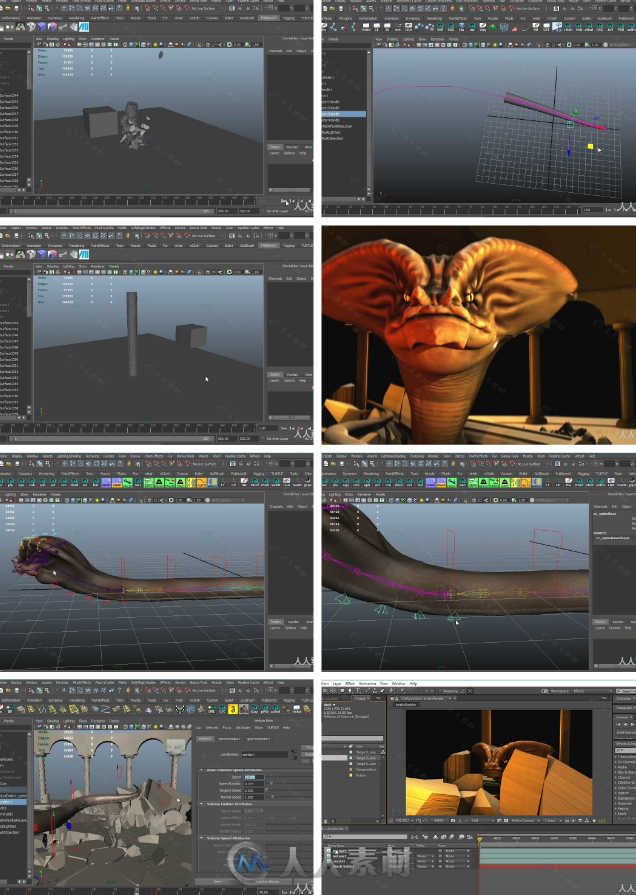 Maya巨蛇怪物骨骼动画技术视频教程