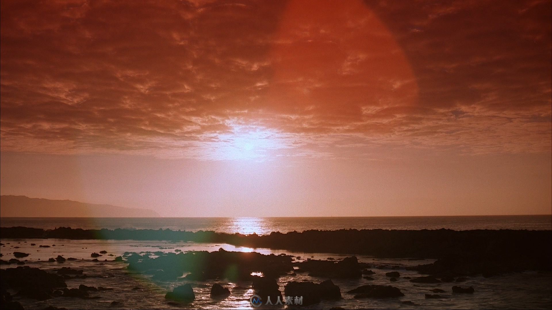 海上日落夕阳红高清实拍视频素材