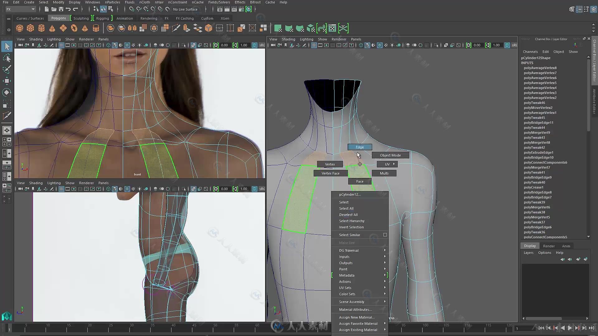 Maya女性身体游戏角色建模训练视频教程 METHOD J MAYA 2016 FEMALE BODY CHARACTER...