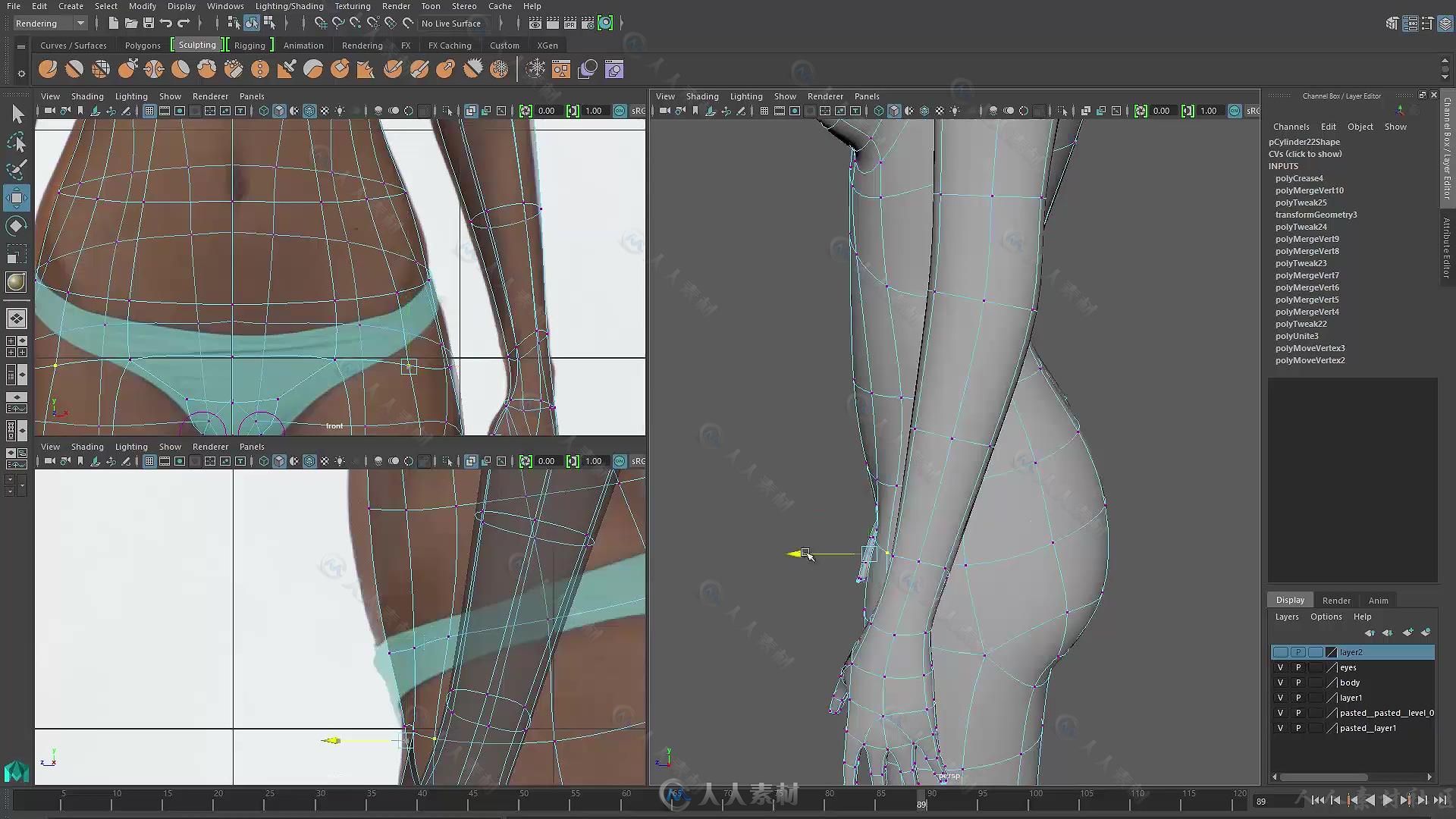 Maya女性身体游戏角色建模训练视频教程 METHOD J MAYA 2016 FEMALE BODY CHARACTER...