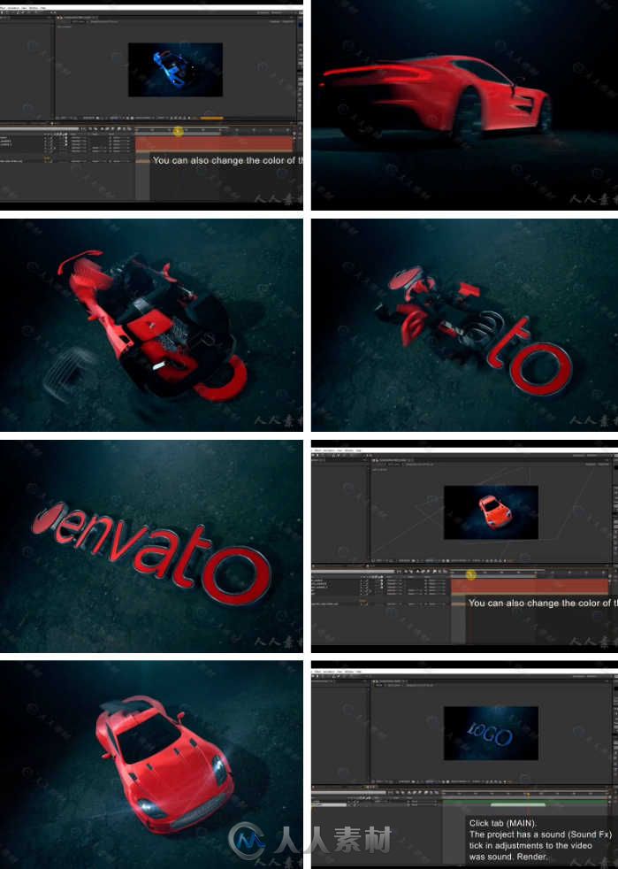 变形跑车Logo演绎动画AE模板 Videohive Car Reveal 14669649