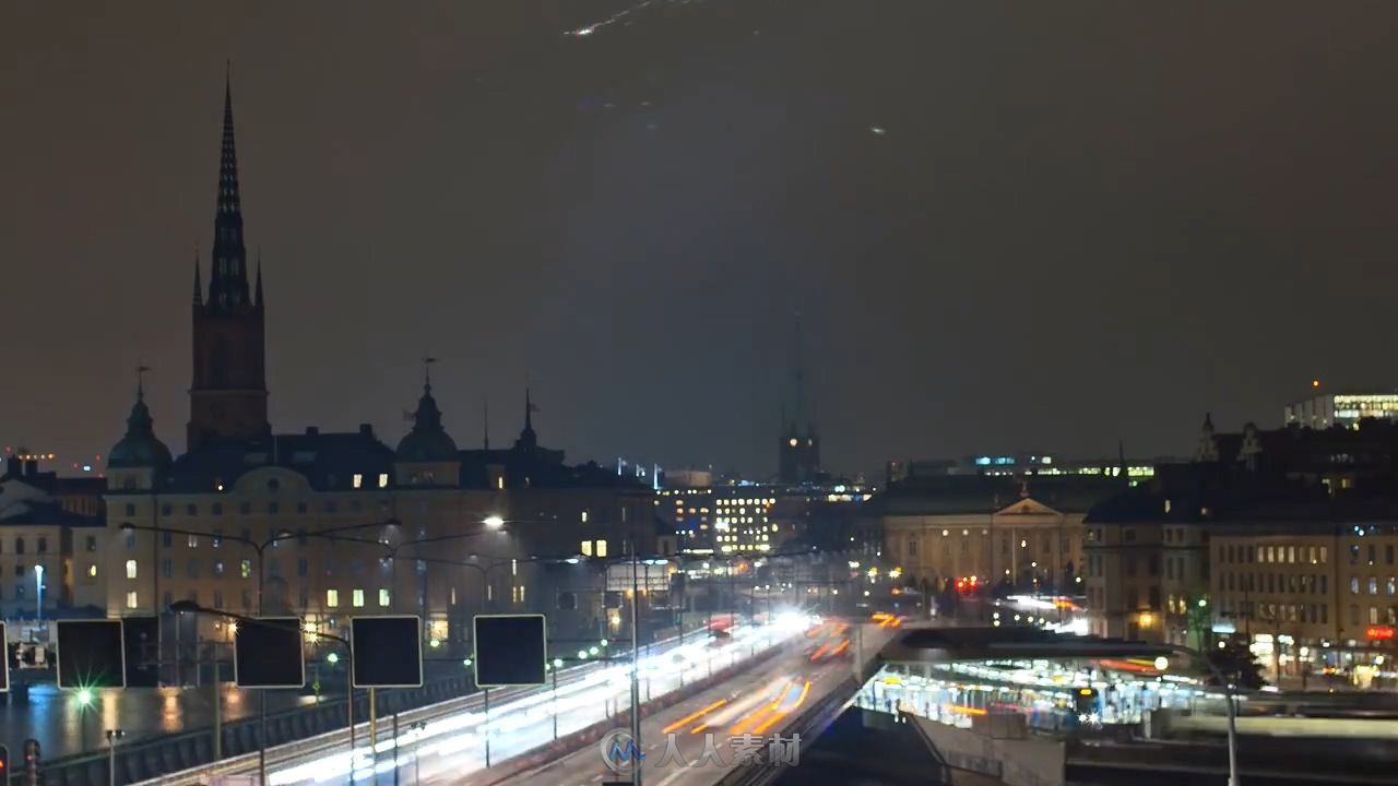 城市夜景车流人流快速移动高清视频实拍素材