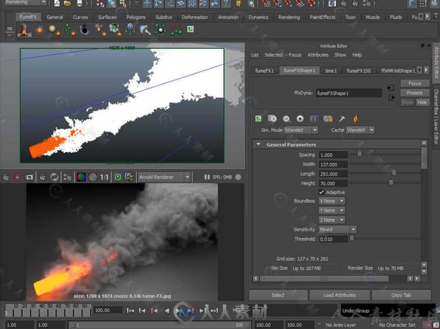 FumeFX流体模拟引擎Maya插件V3.5.7版+Arnold与VRay着色器