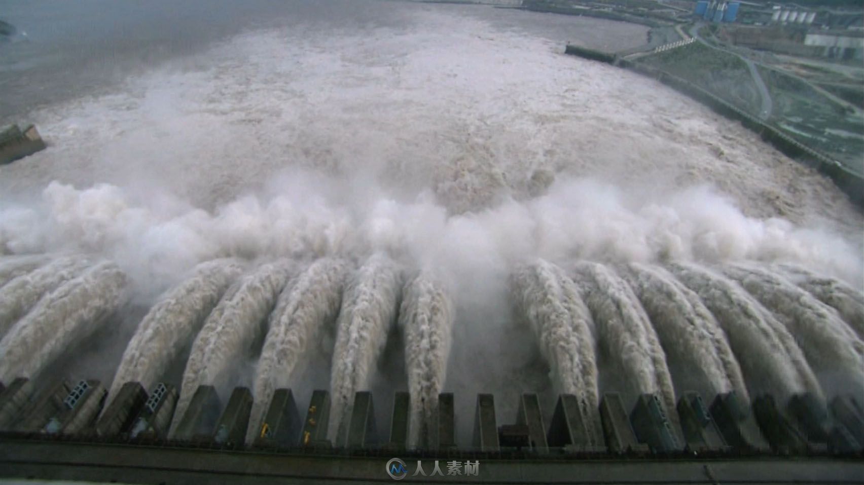 长江三峡堤坝航拍大坝水力发电站水坝泄洪高清