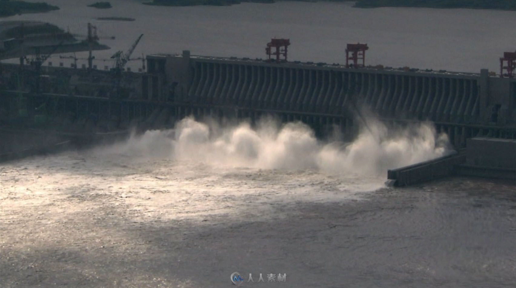 长江三峡堤坝航拍大坝水力发电站水坝泄洪高清